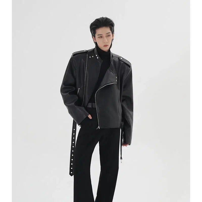 Versatile Cropped PU Leather Jacket Korean Street Fashion Jacket By HARH Shop Online at OH Vault