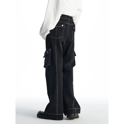Side Pocket Outline Jeans Korean Street Fashion Jeans By 11St Crops Shop Online at OH Vault