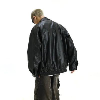 Sleek Chic Moto PU Leather Jacket Korean Street Fashion Jacket By MEBXX Shop Online at OH Vault