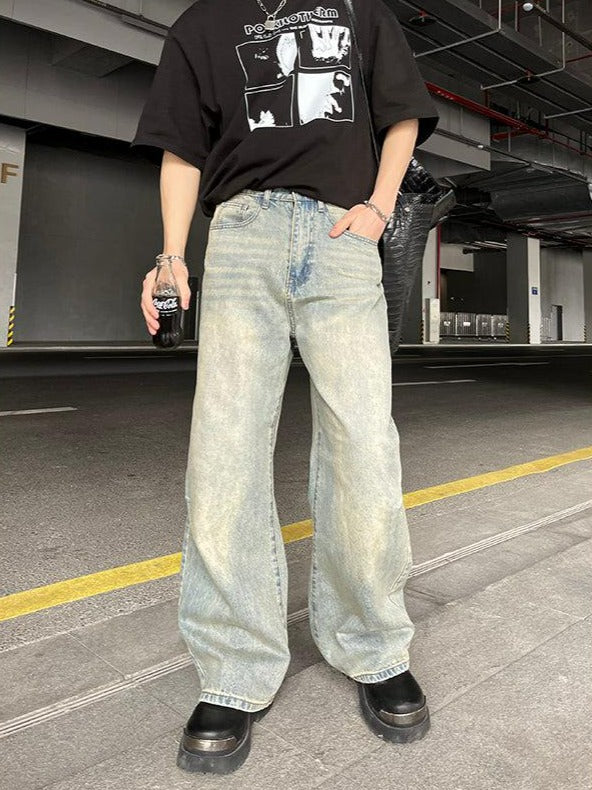 Whiskers Mud Dyed Style Jeans Korean Street Fashion Jeans By Poikilotherm Shop Online at OH Vault