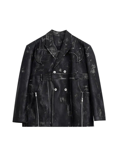 Smudges Loose PU Leather Blazer Korean Street Fashion Blazer By Argue Culture Shop Online at OH Vault