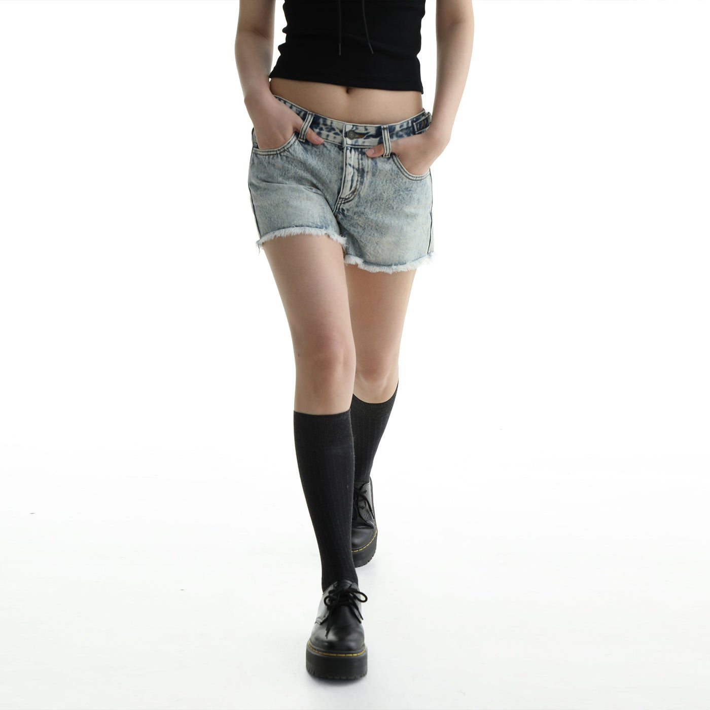 Mason Prince Faded Raw Edge Denim Shorts & Jeans Set Korean Street Fashion Clothing Set By Mason Prince Shop Online at OH Vault
