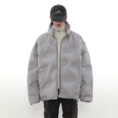 Patterned Zip-Up Puffer Jacket Korean Street Fashion Jacket By Mr Nearly Shop Online at OH Vault
