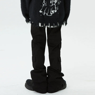 Solid Slim Fit Cargo Pants Korean Street Fashion Pants By Ash Dark Shop Online at OH Vault