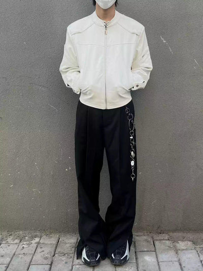Side Cut Pleated Pants Korean Street Fashion Pants By NFAI Shop Online at OH Vault