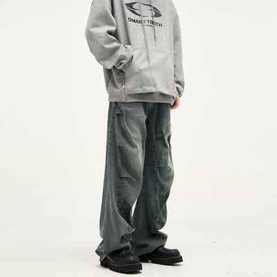 Washed Irregular Folds Jeans Korean Street Fashion Jeans By 77Flight Shop Online at OH Vault