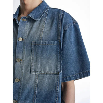 Fade Stripes Denim Shirt Korean Street Fashion Shirt By 11St Crops Shop Online at OH Vault