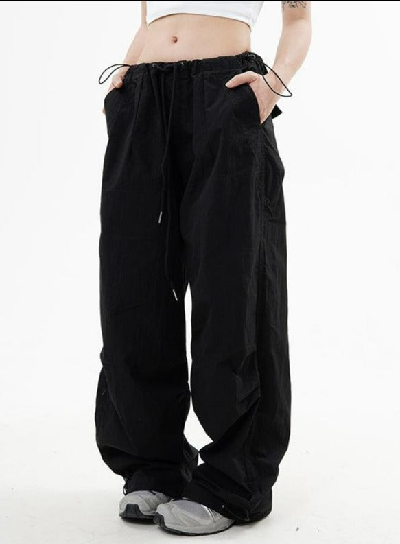 Drawstring Parachute Style Pants Korean Street Fashion Pants By Made Extreme Shop Online at OH Vault