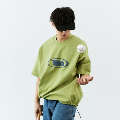 Drawstring Embossed Foam Logo T-Shirt Korean Street Fashion T-Shirt By NGO Army Shop Online at OH Vault