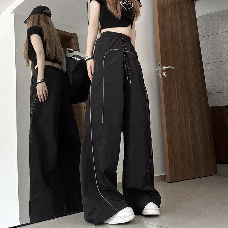 Made Extreme Contrast Piping Drawstring Sports Pants Korean Street Fashion Pants By Made Extreme Shop Online at OH Vault