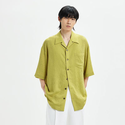 Breast Pocket Comfy Textured Shirt Korean Street Fashion Shirt By Opicloth Shop Online at OH Vault