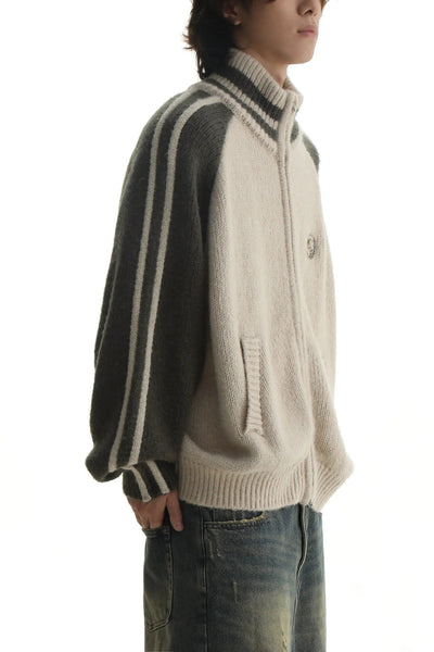 Zippered Contrast Arms Sweater Korean Street Fashion Sweater By Mason Prince Shop Online at OH Vault