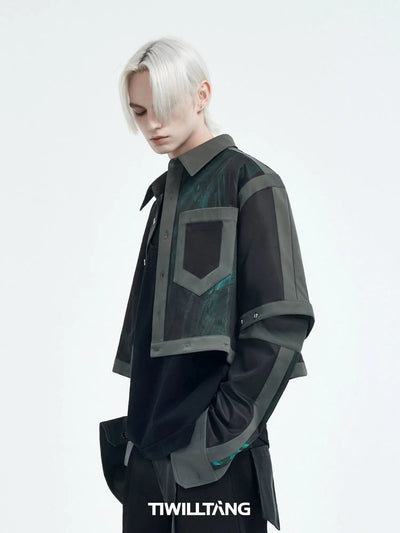 Block Outline Detachable Shirt Korean Street Fashion Shirt By TIWILLTANG Shop Online at OH Vault