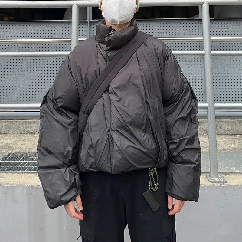 Oversized Drawstring Short Puffer Jacket Korean Street Fashion Jacket By FATE Shop Online at OH Vault