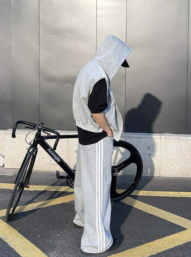 Bar Striped Hooded Vest Korean Street Fashion Vest By Poikilotherm Shop Online at OH Vault
