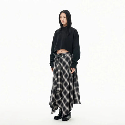 Drapey Folds Plaid Skirt Korean Street Fashion Skirt By Terra Incognita Shop Online at OH Vault