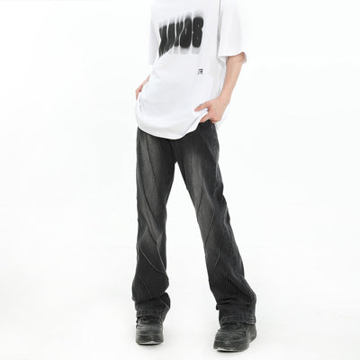 MaxDstr Washed Wrinkled Flare Leg Jeans Korean Street Fashion Jeans By MaxDstr Shop Online at OH Vault