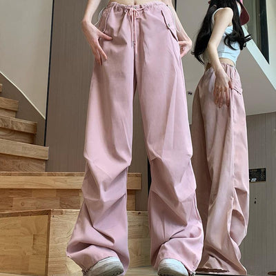 Made Extreme Drawstring Waist Pleated Loose Pants Korean Street Fashion Pants By Made Extreme Shop Online at OH Vault