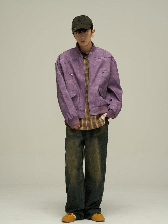 Hazy Multi-Pocket Zip-Up Leather Jacket Korean Street Fashion Jacket By 77Flight Shop Online at OH Vault