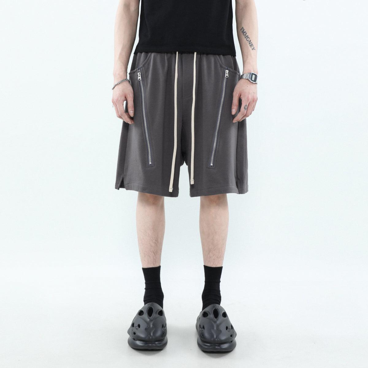 Mr Nearly Drawstring Zipped Detail Shorts Korean Street Fashion Shorts By Mr Nearly Shop Online at OH Vault