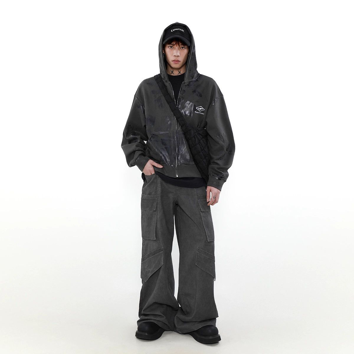 Paint Splatter Zip-Up Hoodie Korean Street Fashion Hoodie By Mr Nearly Shop Online at OH Vault