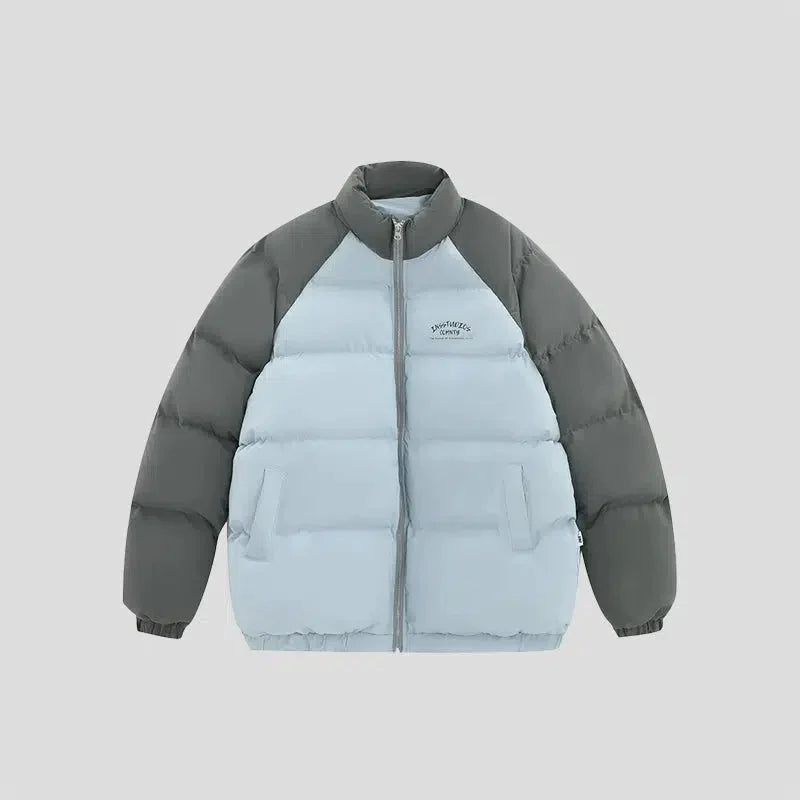 Contrast Zipped Puffer Jacket Korean Street Fashion Jacket By INS Korea Shop Online at OH Vault