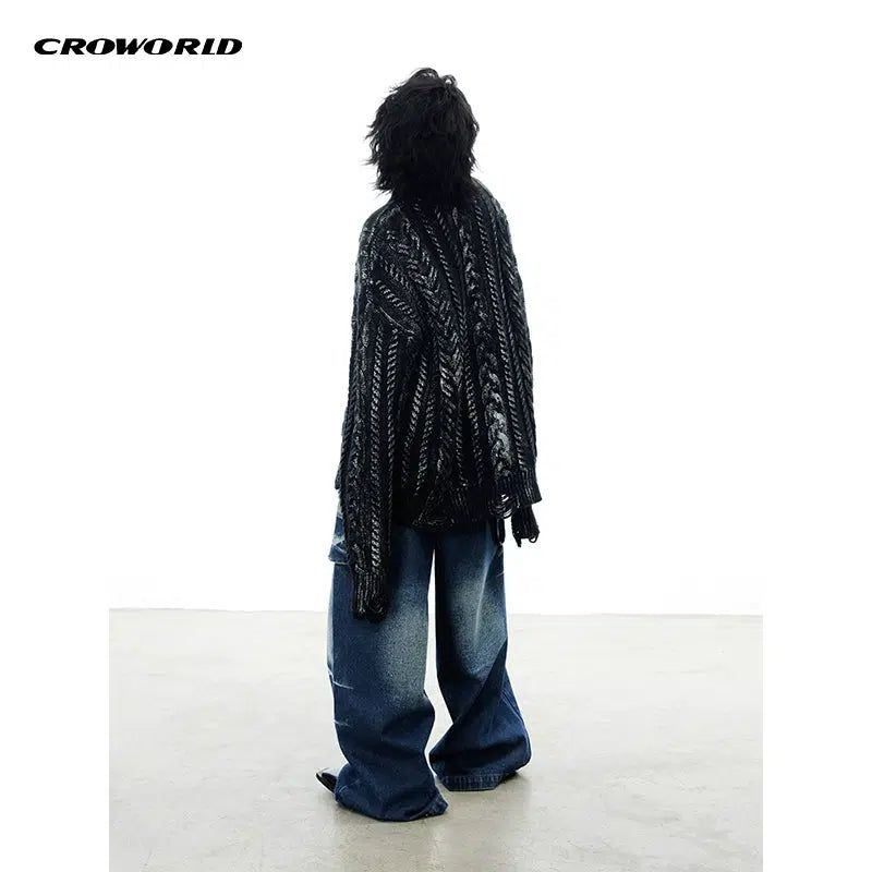 Braid Pattern Washed Sweater Korean Street Fashion Sweater By Cro World Shop Online at OH Vault