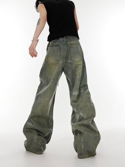 Argue Culture Vintage Wax Style Flare Leg Jeans Korean Street Fashion Jeans By Argue Culture Shop Online at OH Vault