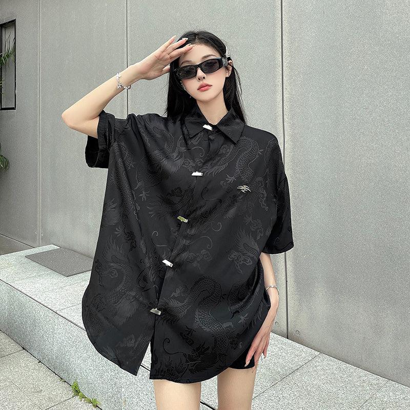 Chinese Style Mercerized Shirt Korean Street Fashion Shirt By Made Extreme Shop Online at OH Vault