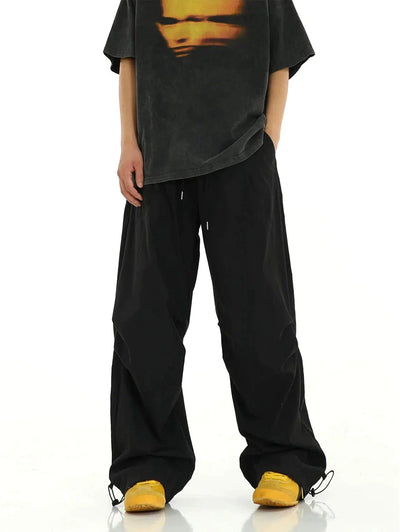 Drawstring Knee Pleated Parachute Pants Korean Street Fashion Pants By MEBXX Shop Online at OH Vault
