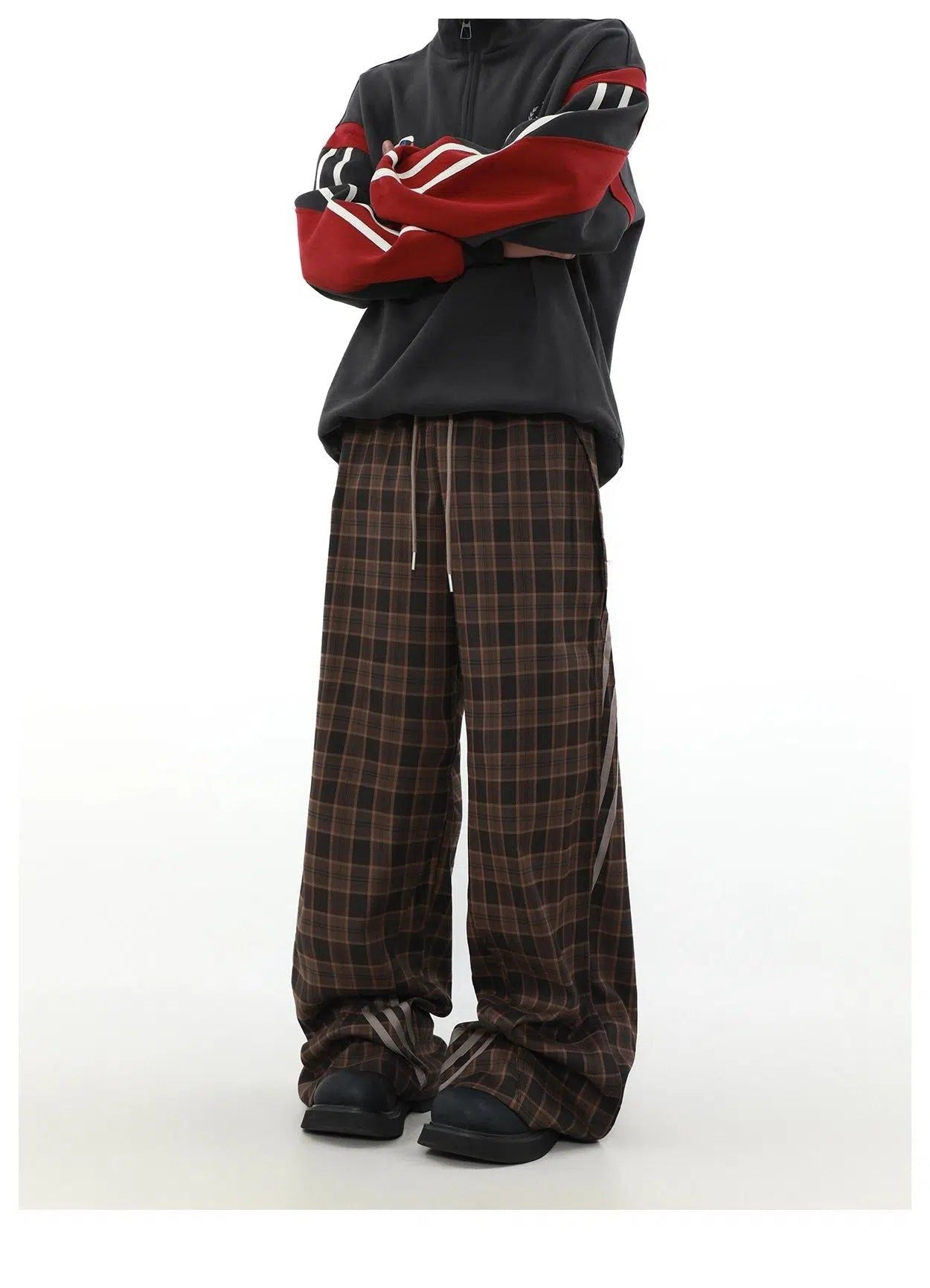 Casual Striped Plaid Pants Korean Street Fashion Pants By Mr Nearly Shop Online at OH Vault