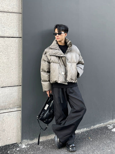 Metallic Short Puffer Jacket Korean Street Fashion Jacket By Poikilotherm Shop Online at OH Vault