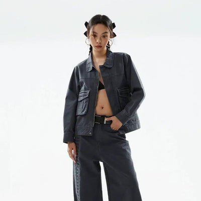 Front Flap Pocket Denim Jacket Korean Street Fashion Jacket By Funky Fun Shop Online at OH Vault