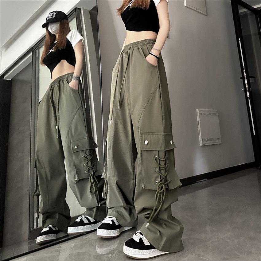 Made Extreme Lace Up Pocket Cargo Pants Korean Street Fashion Pants By Made Extreme Shop Online at OH Vault