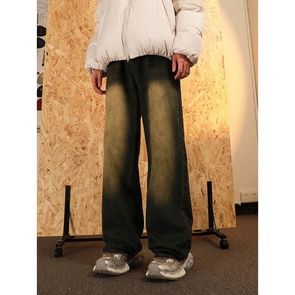 Stone Washed Straight Leg Jeans Korean Street Fashion Jeans By Mr Nearly Shop Online at OH Vault