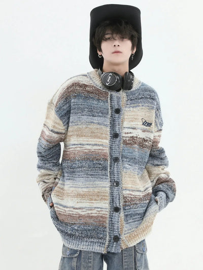 Muted Color Lines Knit Cardigan Korean Street Fashion Cardigan By INS Korea Shop Online at OH Vault