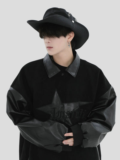Star Logo Splice Jacket Korean Street Fashion Jacket By INS Korea Shop Online at OH Vault