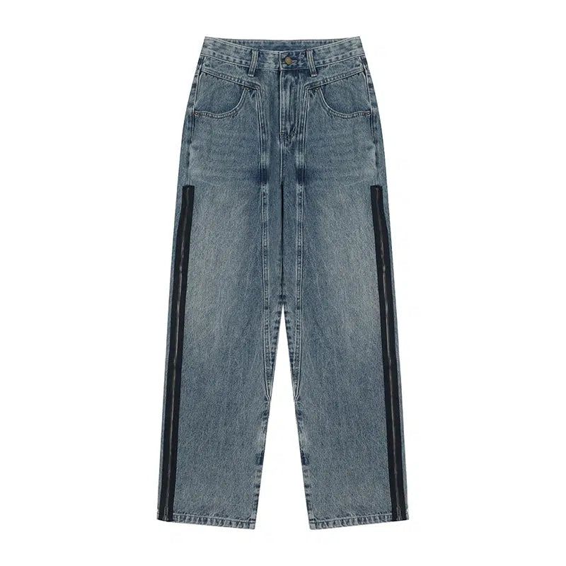 Zipped Side Stripe Jeans Korean Street Fashion Jeans By Lost CTRL Shop Online at OH Vault