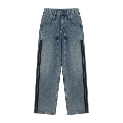 Zipped Side Stripe Jeans Korean Street Fashion Jeans By Lost CTRL Shop Online at OH Vault