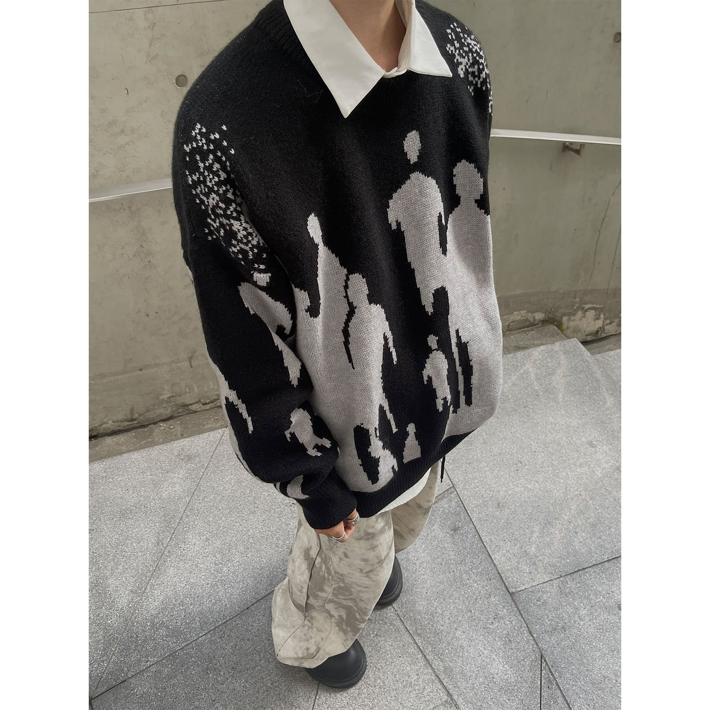 MaxDstr Casual Shadow Detailed Sweater Korean Street Fashion Sweater By MaxDstr Shop Online at OH Vault