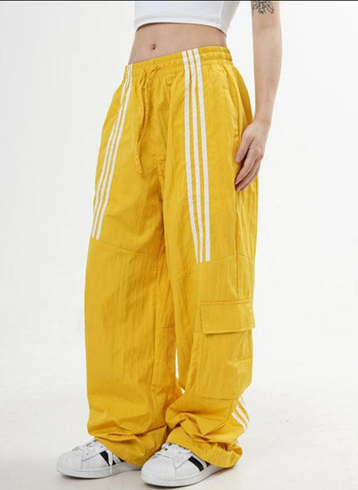 Made Extreme Tape Striped Parachute Pants Korean Street Fashion Pants By Made Extreme Shop Online at OH Vault