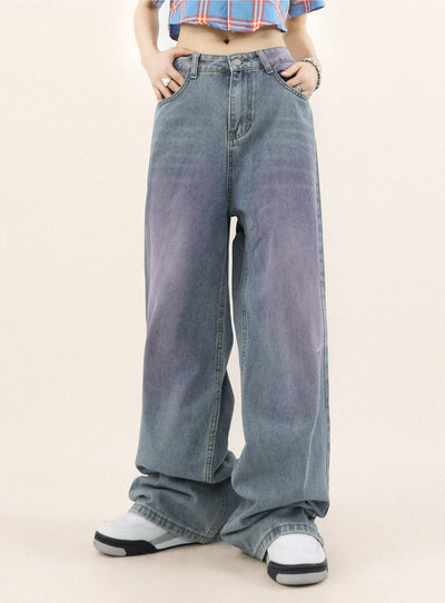 Mr Nearly Bleach Washed Line Cut Loose Jeans Korean Street Fashion Jeans By Mr Nearly Shop Online at OH Vault