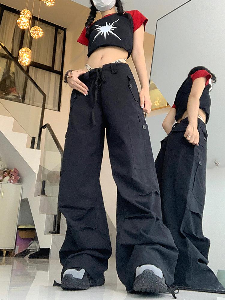 Made Extreme Plain Drawstring Pleats Cargo Pants Korean Street Fashion Pants By Made Extreme Shop Online at OH Vault