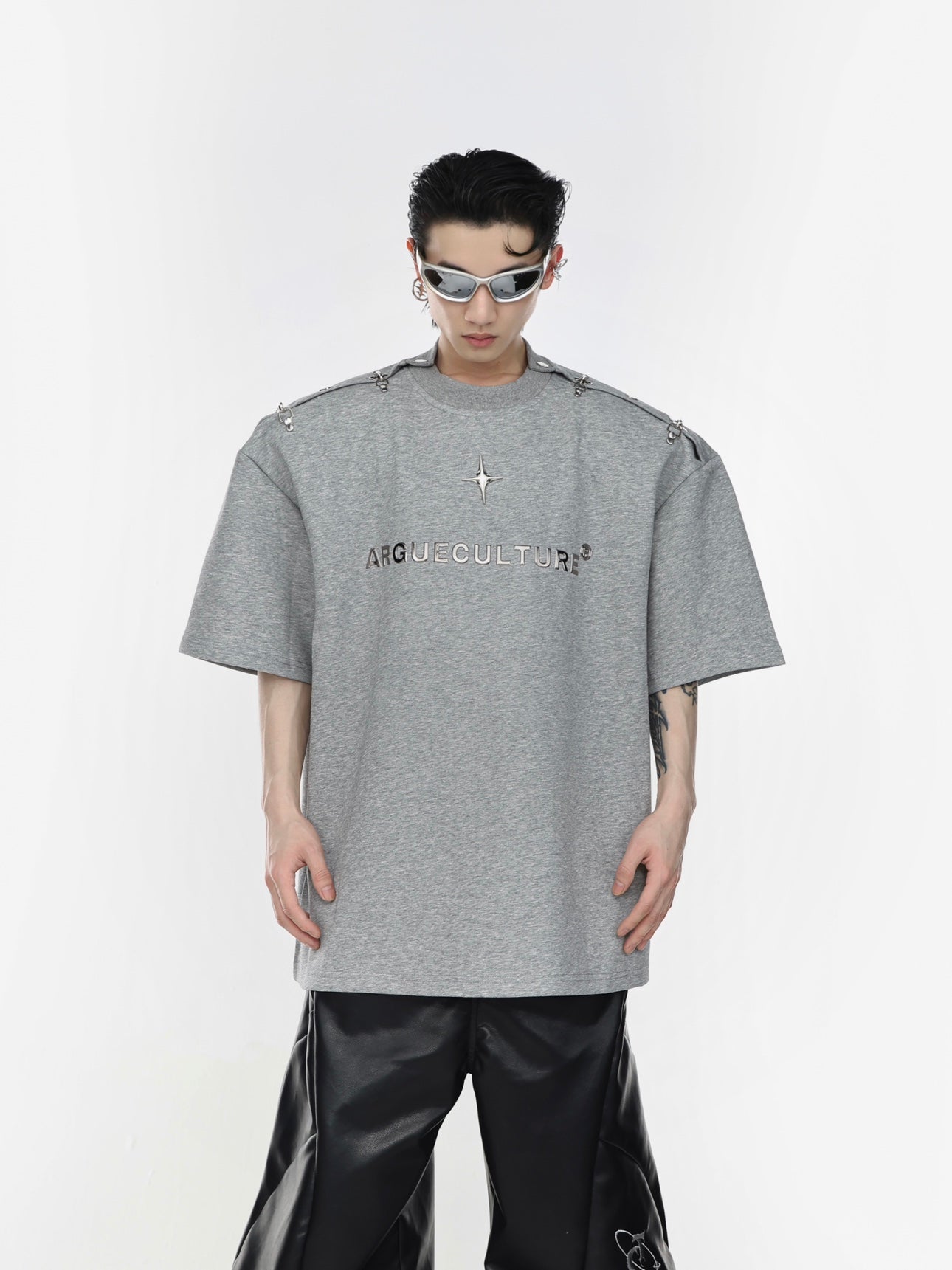 Metal Airplane Buckle T-Shirt Korean Street Fashion T-Shirt By Argue Culture Shop Online at OH Vault