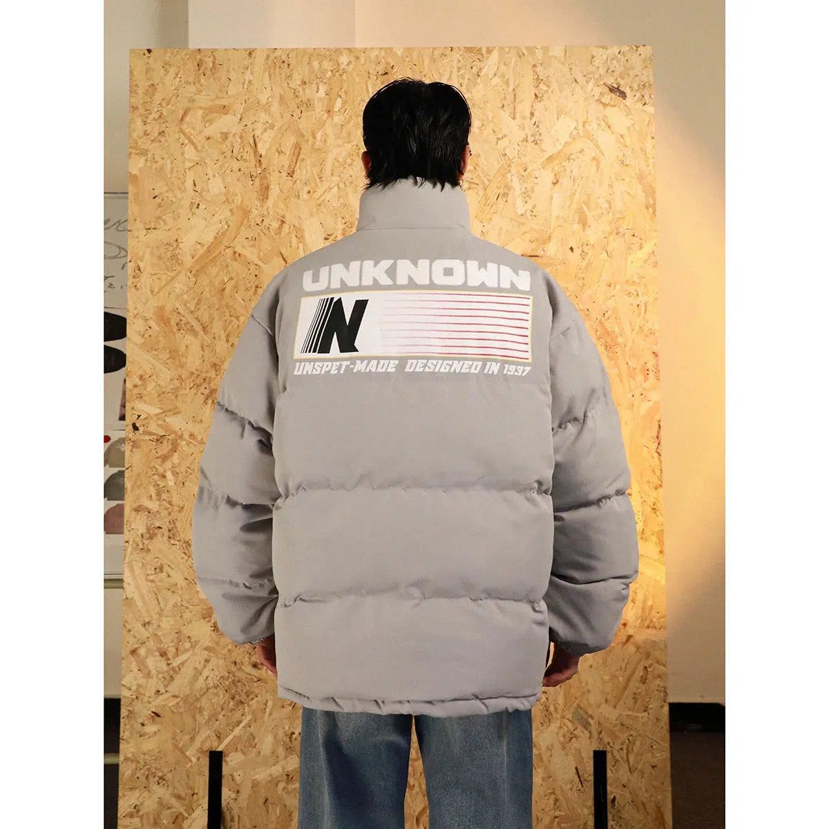 Logo Print Puffer Jacket Korean Street Fashion Jacket By Mr Nearly Shop Online at OH Vault