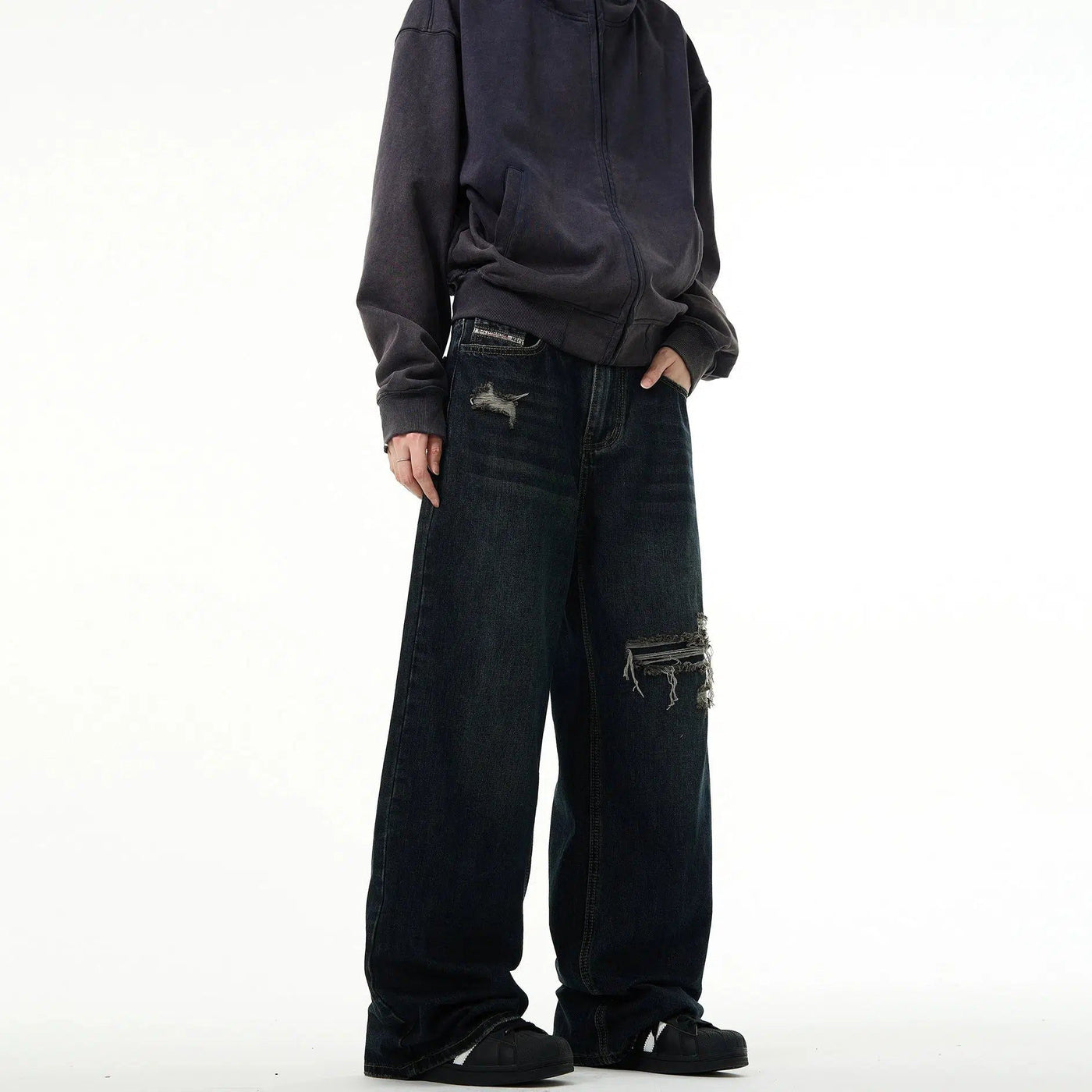 Scattered Distressed Jeans Korean Street Fashion Jeans By Mad Witch Shop Online at OH Vault
