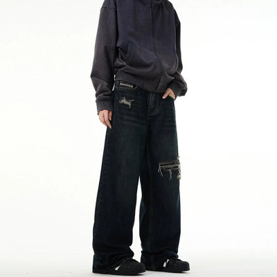 Scattered Distressed Jeans Korean Street Fashion Jeans By Mad Witch Shop Online at OH Vault