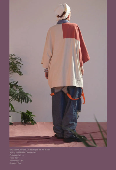 Color Block Abstract Oversized Polo Korean Street Fashion Polo By UMAMIISM Shop Online at OH Vault