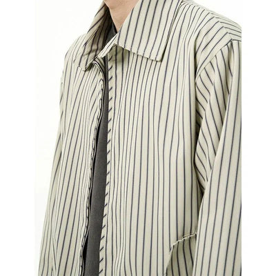 Casual Vertical Stripes Jacket Korean Street Fashion Jacket By 77Flight Shop Online at OH Vault