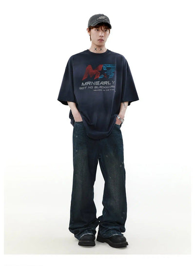 Sprayed Wash Letters T-Shirt Korean Street Fashion T-Shirt By Mr Nearly Shop Online at OH Vault